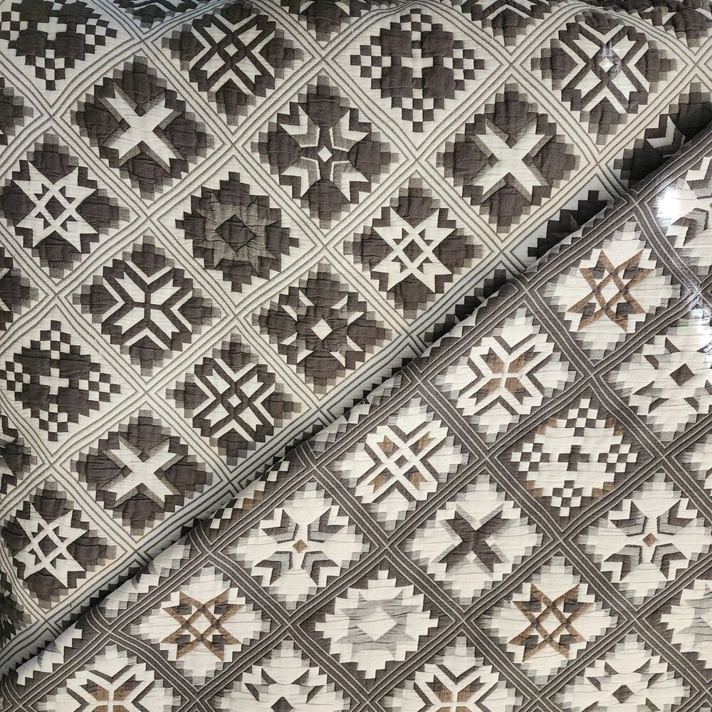 Tristan Patchwork Quilt Set Queen 3pc Charcoal Grey Cotton Blend - Dada Bedding